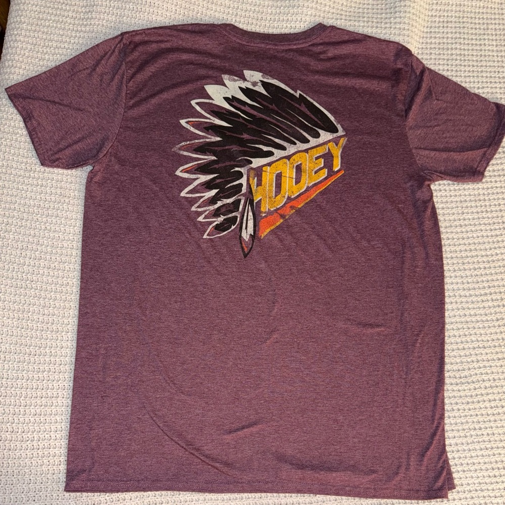 Hooey Maroon Short Sleeve Tee with Feather Graphic